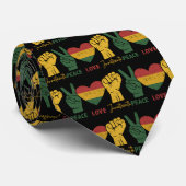 平和ラブジュネグアフリカ国旗のハートと拳 ネクタイ (ロール)