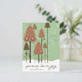 平和ラブジョイお洒落クリスマスツリーと雪 シーズンポストカード (スタンド正面)