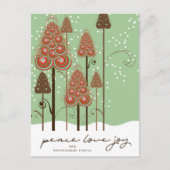 平和ラブジョイお洒落クリスマスツリーと雪 シーズンポストカード (正面)