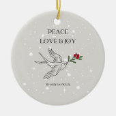 平和ラブジョイクリスマス信仰鳥の果実 セラミックオーナメント (正面)