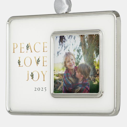 平和ラブジョイゴールデンフォト シルバープレートフレームオーナメント (左)