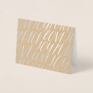 平和ラブジョイシルバーフォイルクリスマスグリーティングカード 箔カード