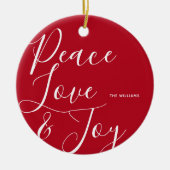 平和ラブジョイパーソナライズされたクリスマス セラミックオーナメント (正面)