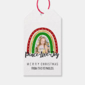 平和ラブジョイメリークリスマスレインボーフォト ギフトタグ (正面)