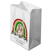 平和ラブジョイメリークリスマスレインボーフォト ミディアムペーパーバッグ (裏面アングル)