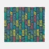 平和ラブジョイメリー応援とカスタム家族の名前 フリースブランケット (正面(横))