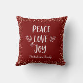 "平和ラブジョイ"引用文モダンタイポグラフィレッド名 クッション (裏面)