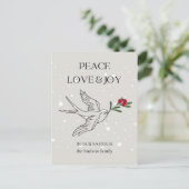 平和ラブジョウバードレッドベリースノークリスマス ポストカード (スタンド正面)