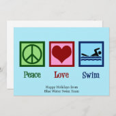 平和ラブスイミングキュート泳ぐチームのクリスマス シーズンカード (正面/裏面)