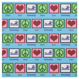 平和ラブスイミングキュート泳ぐチームブルー ファブリック