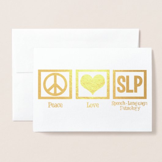 平和ラブスピーチ病理学ホリデーゴールドフォイルカード 箔カード (封筒付き正面)