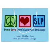 平和ラブスピーチ言語病理学クリスマス ラージペーパーバッグ (正面)