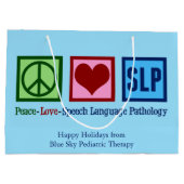 平和ラブスピーチ言語病理学クリスマス ラージペーパーバッグ (裏面)