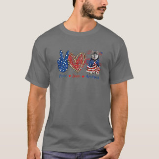 平和ラブハスキー犬愛国的アメリカ国旗4Th Ju Tシャツ