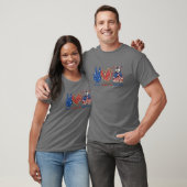 平和ラブハスキー犬愛国的アメリカ国旗4Th Ju Tシャツ (ユニセックス)