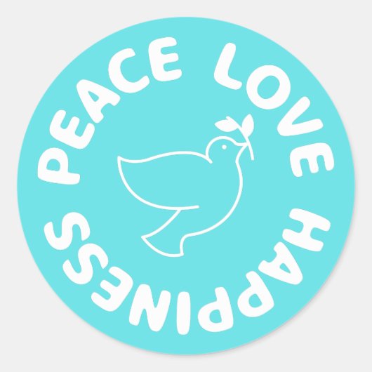 平和ラブハピネスクラシックラウンドステッカー ラウンドシール (正面)