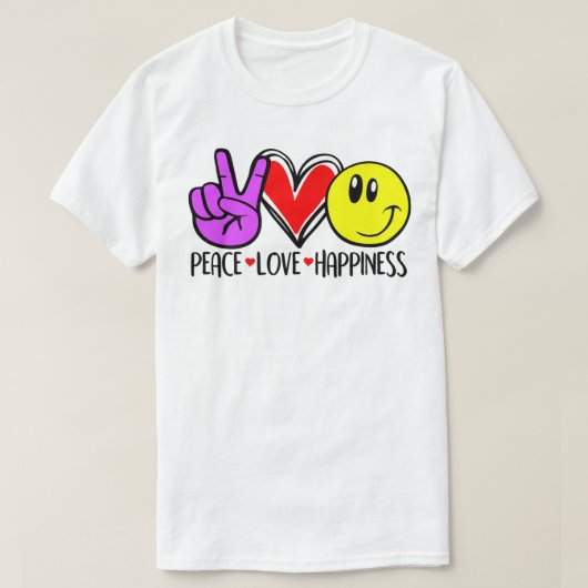 平和ラブハピネスポジティブ Tシャツ (デザイン正面)