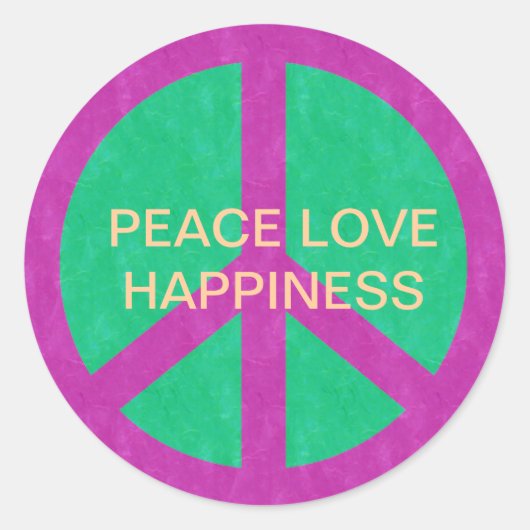 平和ラブハピネス・ステッカー ラウンドシール (正面)