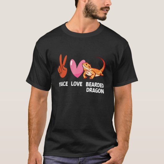 平和ラブヒゲ竜トカゲ爬虫類ゲッコペット Tシャツ (正面)