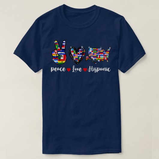 平和ラブヒスパニック伝統月国旗 Tシャツ (デザイン正面)