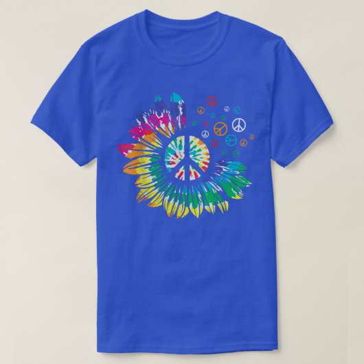 平和ラブヒッピアネスひまわりタイ60s 70sフロロ tシャツ (デザイン正面)