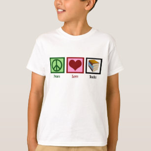 平和ラブブックかわいいブックワームの子供 Tシャツ
