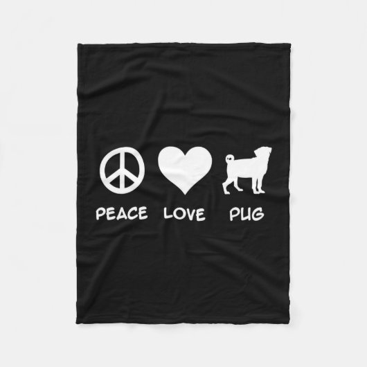 平和ラブプグ | Pug愛犬家ギフト フリースブランケット (正面)