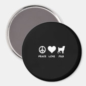 平和ラブプグ | Pug愛犬家ギフト マグネット (正面/裏面)