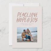 平和ラブホープ喜びシンプルのクリスマスニュートラル写真 シーズンカード (正面)