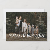 平和ラブホープ喜びシンプルクリスマスフォト シーズンカード (正面)