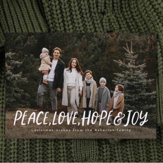 平和ラブホープ喜びシンプルクリスマスフォト シーズンカード