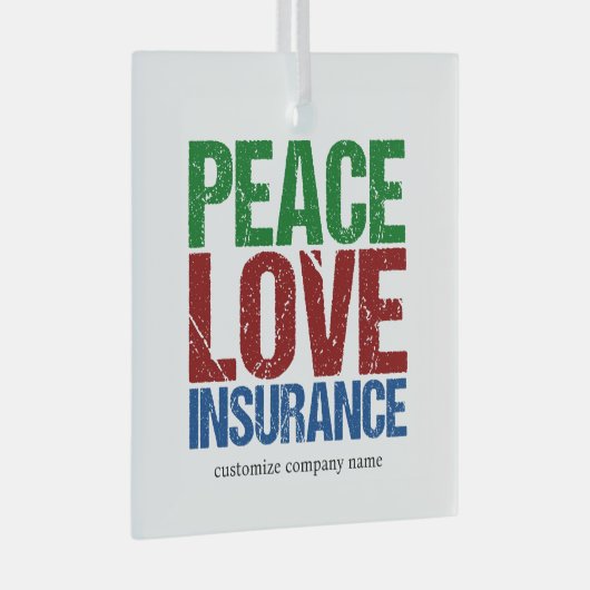 平和ラブ保険カスタム会社クリスマス ガラスオーナメント (正面右)