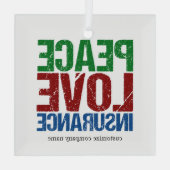 平和ラブ保険カスタム会社クリスマス ガラスオーナメント (裏面)