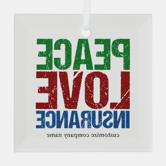 平和ラブ保険カスタム会社クリスマス ガラスオーナメント (裏面)