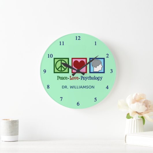 平和ラブ心理学かわいい心理学者事務所 ラージ壁時計 (ホーム)