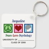 平和ラブ心理学専攻のかわいいカスタム卒業 キーホルダー (裏面)