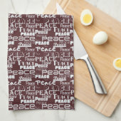 平和ワードアートレッド キッチンタオル (四つ折り)