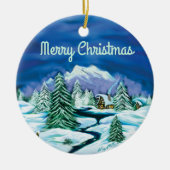 平和丸太小屋 セラミックオーナメント (正面)