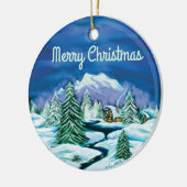 平和丸太小屋 セラミックオーナメント (左)