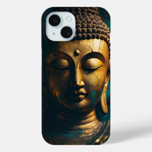 平和仏顔金ゴールドブルーアートアンティークポスター iPhone 15ケース