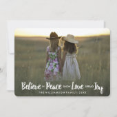 平和信じ愛の喜びクリスマスの休日の写真 シーズンカード (正面)