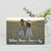 平和信じ愛の喜びクリスマスの休日の写真 シーズンカード (スタンド正面)