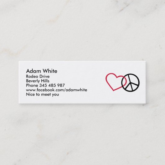 平和及びハート スキニー名刺 (正面)