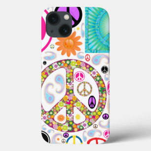 平和及びペイズリーのコラージュ iPhone 13ケース