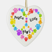 平和及び愛オーナメント! 足のプリントのピースサイン! セラミックオーナメント (右)