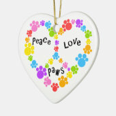 平和及び愛オーナメント! 足のプリントのピースサイン! セラミックオーナメント (左)