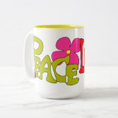 平和及び愛ヒッピーのマグ ツートーンマグカップ (正面左)