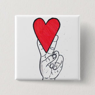 平和及び愛正方形 缶バッジ