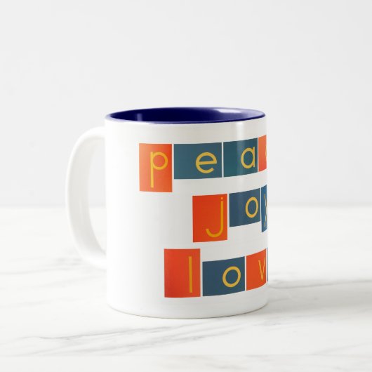 平和喜び愛紙やすりの手紙 ツートーンマグカップ (正面左)