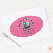 平和国際的の日。友情を育てる。 楕円形シール (封筒)